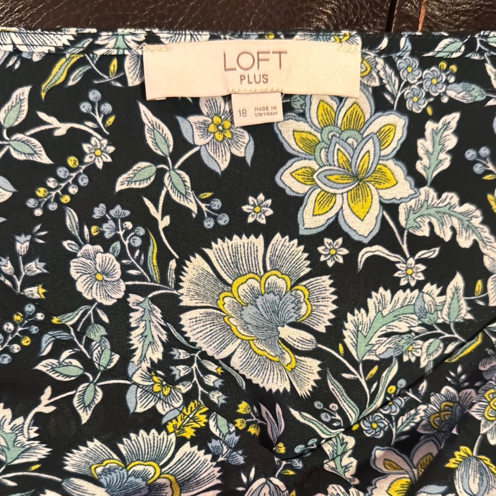 LOFT Blue and Yellow Floral Blouse